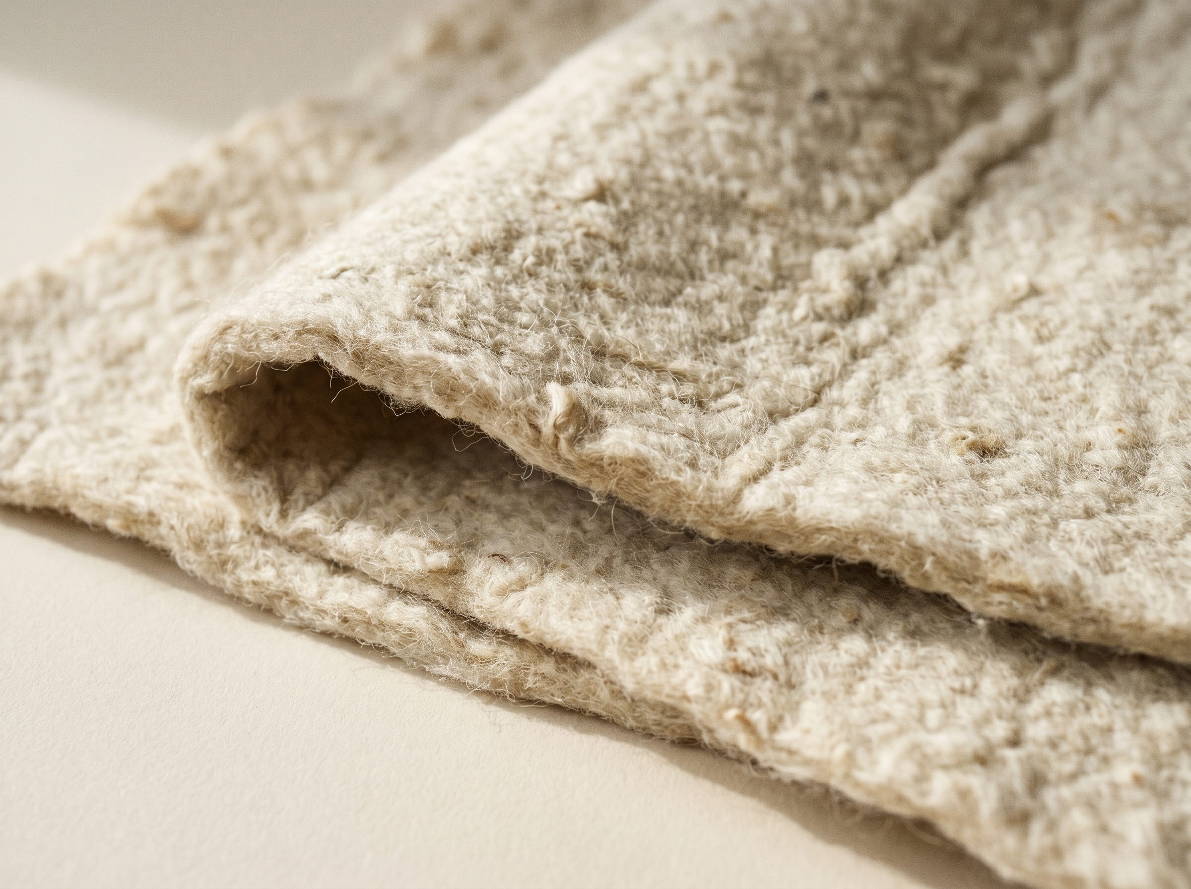 Close-up of natural undyed wool felt.